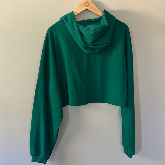 NWT Savage x Fenty Xssential‎ Terry Cropped Hoodie in Emerald Green Sz L - Picture 5 of 8